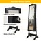Multi-Shelf Black Jewelry Armoire with Glass Mirror Adjustable Tilt and Scratch-Resistant Lining